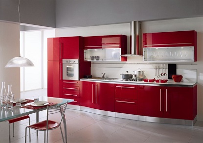 кухня модерн красный цвет